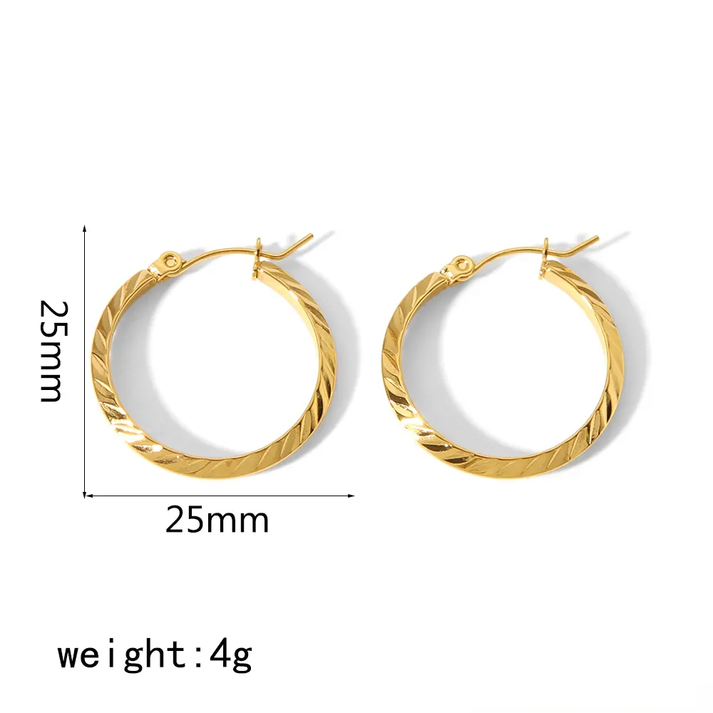 1 paire de boucles d'oreilles géométriques quotidiennes en acier inoxydable plaqué or 18 carats pour femmes h5 Image2